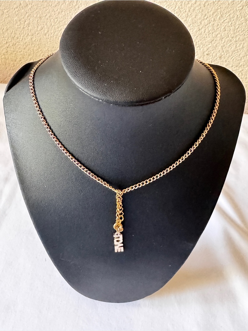Gold Tone 'LOVE' Pendant Y-Style Chain Necklace